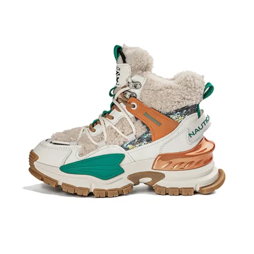 NAUTICA Устойчивые к истиранию увеличивающие высоту термические высокие кеды с толстой подошвой Женские Белые