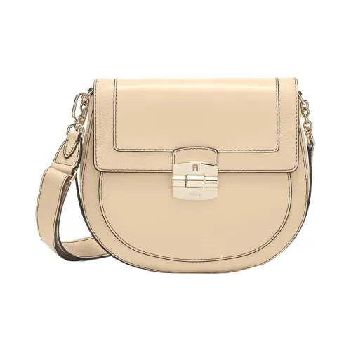 Furla Club 2 Кожа Седло Сумка Сумка через плечо Сумка на плечо Женская Бежевая