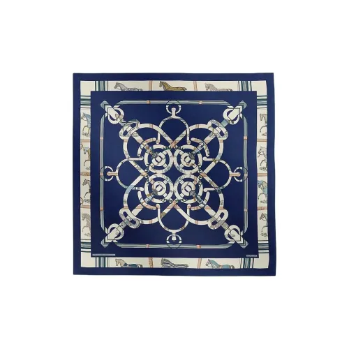 HERMES Кашемир Шелк Палантины Женские Синий