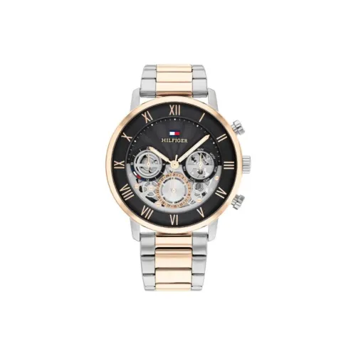 Tommy Hilfiger Мужские часы Кварцевый механизм Металлический ремешок 44 мм Черный циферблат