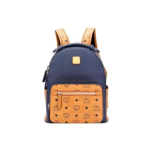 MCM Stark Visetos Коровья кожа Рюкзак Унисекс Морской Коньяк
