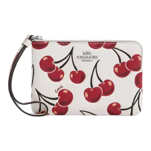 COACH Corner Zip кожаный клатч мини женский мел