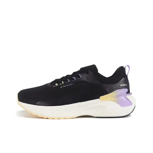 361° Амортизация Износостойкие Низкие Кроссовки для Бега Женские Обсидиан Черный Цифровой Лаванда