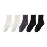 ③ Осенние и зимние универсальные носки Crew (Белый + Белый + Темно-серый + Черный + Черный)