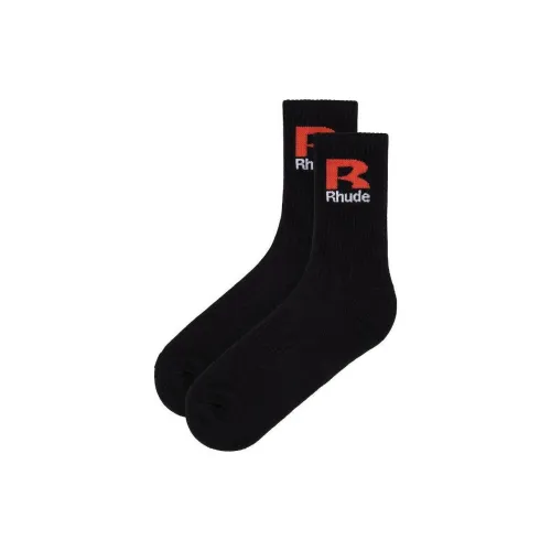 RHUDE 1 Пачка Черные Мужские Носки до Икры MID
