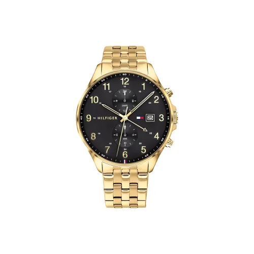 Tommy Hilfiger Мужские часы Кварцевый механизм Ремешок из нержавеющей стали 44 мм Черный циферблат