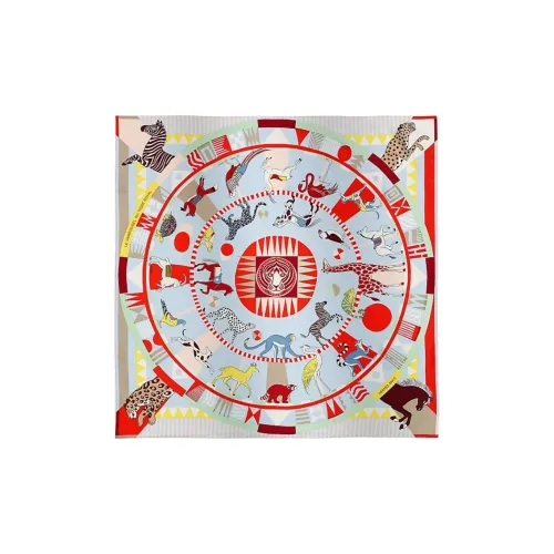 HERMES Тутовый шелк Шарфы Женские Красный Небесно-голубой