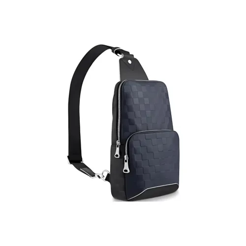 LOUIS VUITTON Avenue Кожа Sling Сумка Мужская Морской Синий и Черный