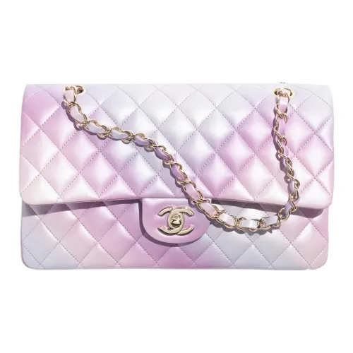 CHANEL Classic Flap CF Окрашенная телячья кожа Сумка через плечо Женская Фиолетовая Синяя Розовая