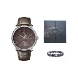 Красный циферблат, коричневый кожаный ремешок, обсидиановый черный, подарочная коробка, комплект.