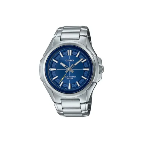 CASIO Солнечный механизм нержавеющая сталь ремешок мужские часы синий циферблат