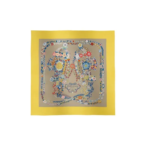 HERMES Шарфы из шелка Тутовый женские ярко-желтые