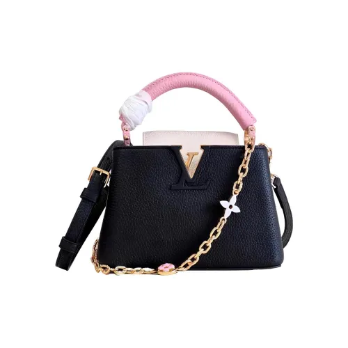 LOUIS VUITTON Capucines Многоцветный Корова Кожа Capson Ручная Сумка Сумка через плечо Мини Женская Черный Бежевый