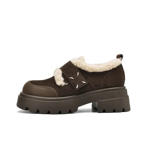 JOSINY Винтаж Deep Profile Shearling Snowfield Утепленная обувь Лоферы Женские Кофе