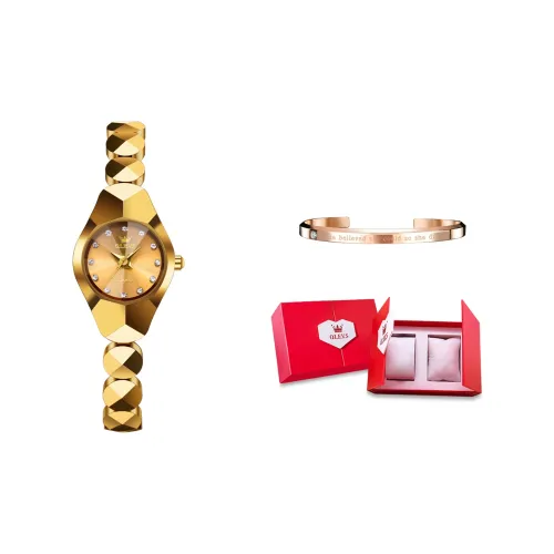 OLEVS Кварцевый механизм стальной ремешок из вольфрамовой стали женские часы золотой циферблат