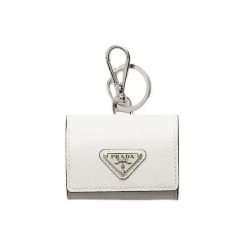 PRADA Saffiano Крестообразная текстура Кожа Чехол для наушников Унисекс Белый
