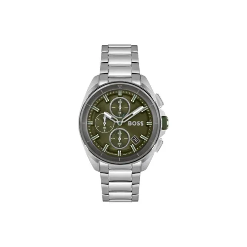 Hugo Boss Мужские часы Кварцевый механизм Металлический ремешок 44 мм Зеленый циферблат