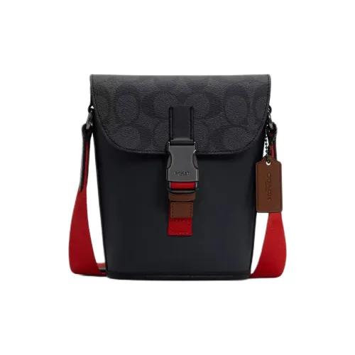 COACH Дорожка Коровья кожа Детали Чехол для телефона Сумка через плечо Маленький Мужской Красный Черный