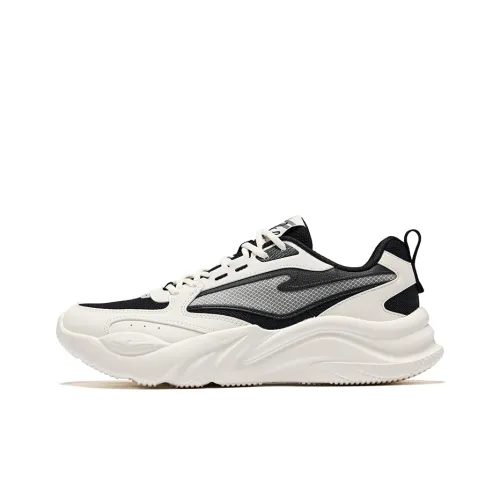 Erke AO Wu Rebound Износостойкий Дышащий Низкий Топ Повседневная Обувь Мужская Глубокий Черный Микрокристалл Белый