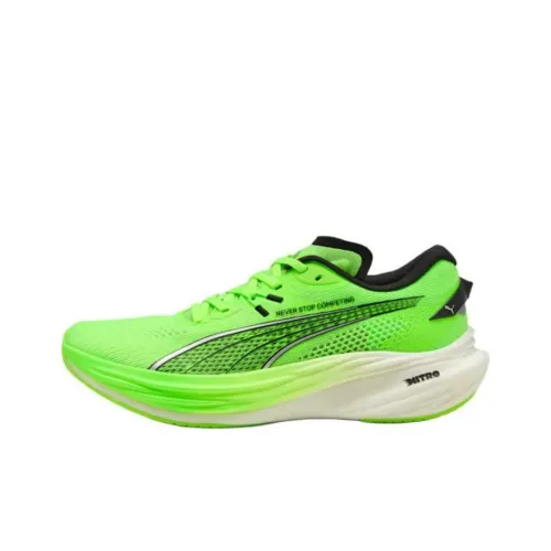 HYROX X PUMA Deviate NITRO 3 Slip-Resistant Abrasion-Resistant Low-Top Беговые кроссовки Мужские Зеленые
