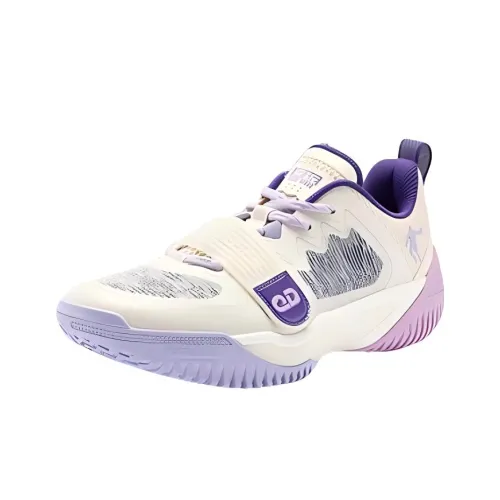 QIAODAN Sharpening 6 Команда Slip-resistant Abrasion-resistant Низкий топ Баскетбольные кроссовки Мужские Белый Фиолетовый