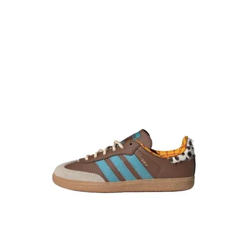 Adidas Originals SAMBA OG Детские Скейтбординги Низкий Топ Коричневый/Синий Для Детей Дошкольный