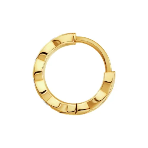 CHANEL Миниатюрная Серьга-кольцо Coco Crush Мотив Matelassé, Мини-версия, Желтое Золото 18 Карат, Бриллианты