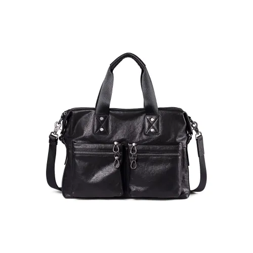 DOSRFINI Сумка через плечо из коровьей кожи обычная мужская черная