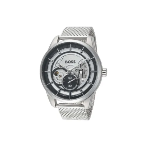 Hugo Boss Мужские часы Кварцевый механизм Ремешок из нержавеющей стали 42 мм Серебристый циферблат
