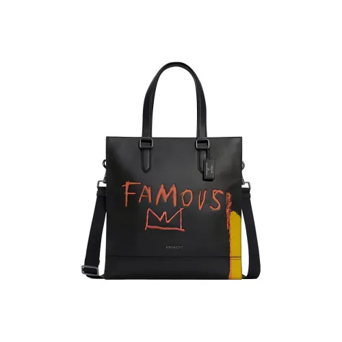 COACH Jean MichelBasquiat Коллаборация Graham Сумка-тоут Сумка для покупок Сумка через плечо Сумка из кожи Большая Мужская Черная