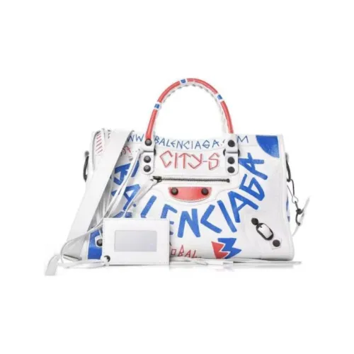 Balenciaga Lambskin Portable Crossbody Bag Shoulder Bag Large Women's White Multicolor Баленсиага Ламмскин Портативная Сумка через плечо Сумка на плечо Большая Женская Белая Многоцветная