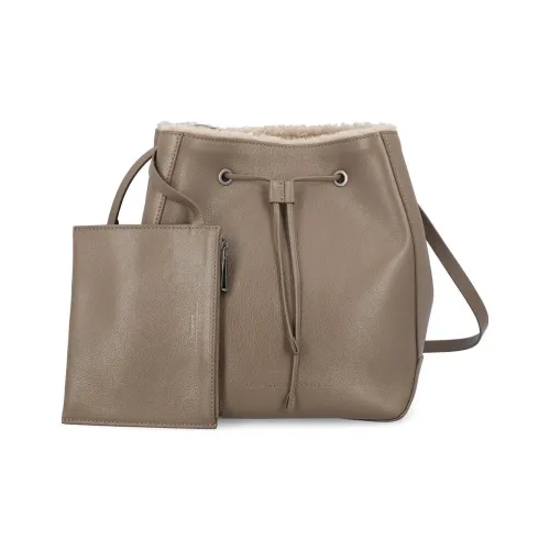 BRUNELLO CUCINELLI Сумка-ведро из кожи сумка через плечо женская светло-коричневая