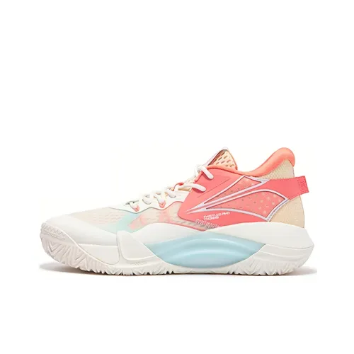 361° Шип Shock Absorbers Slip-resistant Abrasion-resistant Низкий топ Баскетбольные кроссовки Мужские Белый Розовый