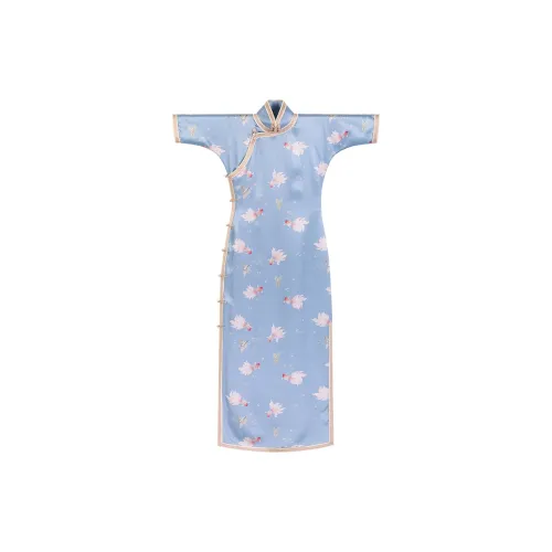 YICHENGFENGXU Чунсам Женский Светло-Синий Фиолетовый