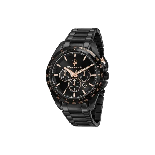 Maserati Мужские часы Кварцевый механизм Стальной ремешок 45 мм Черный циферблат