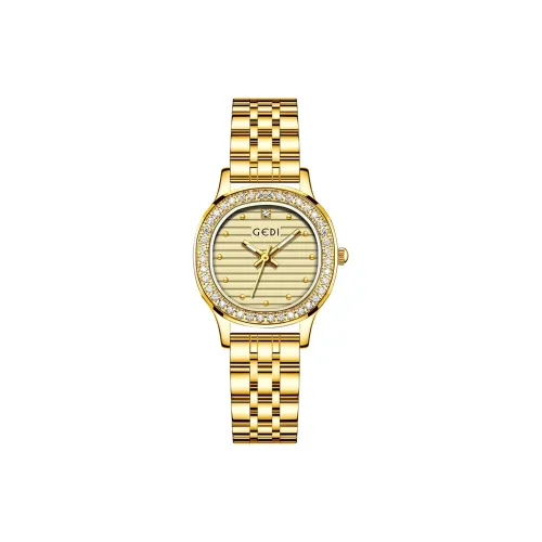 GEDI Кварцевый механизм стальной ремешок женские часы золотой циферблат