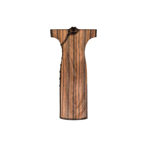 YICHENGFENGXU Чунсам Женский Темно-золотисто-коричневый