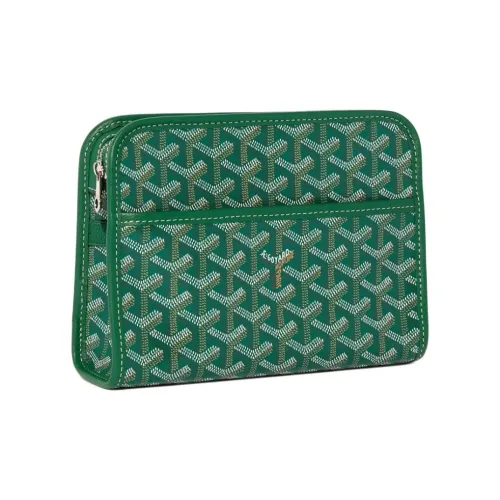 GOYARD JOUVENCE Холст Телячья кожа Туалетная сумка Маленькая Унисекс Зеленая