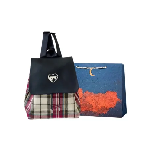 Elsvet Холст Рюкзак Стандартный Женский Розовый Клетка Зеленый Клетка