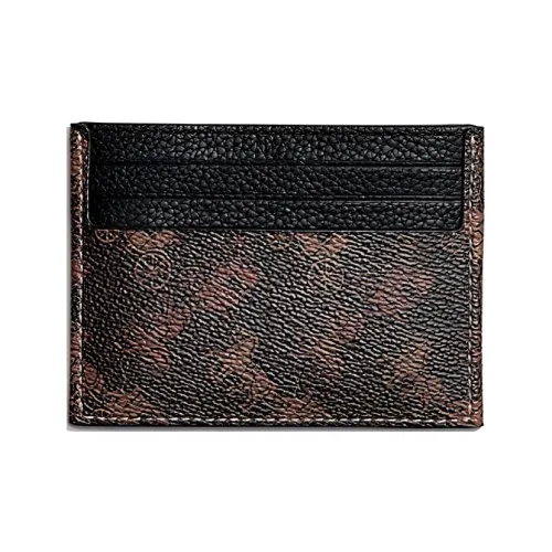 COACH Card Case Canvas Leather Storage Wallet Card Holder Men's Brown