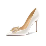 Белый, парча, цветочный, 10 см