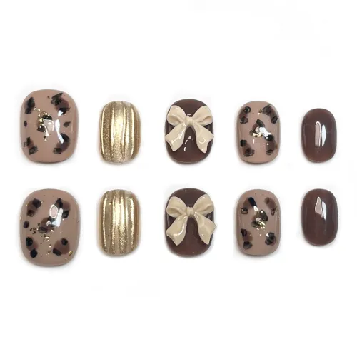 KDOW Алкогольный наполненный шоколад Нишевый Премиум Мода Осветляющий Фальшивая ногтевая пластина Короткий Квадратный 16 мм