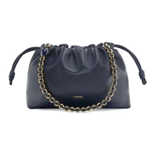 LOEWE Flamenco Мягкий Наппа Овечья кожа Плечевая сумка Кошелек Средний Женский Черный