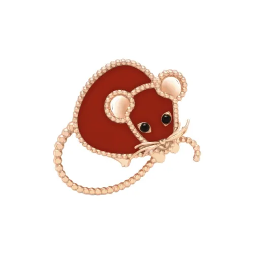 Van Cleef Arpels Красный Халцедон Оникс Броши Унисекс Красный Розовое Золото