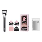 Тональная основа, кисть (серебряная трубочка) + [Версия 2, набор из 3 предметов, розовый и цветовая палитра]