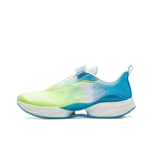 LINING YOUNG Противоскользящий устойчивый к истиранию низкий топ детские беговые кроссовки синий зеленый