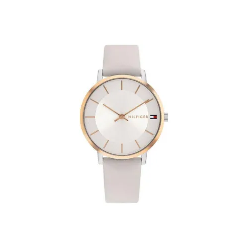 Tommy Hilfiger Women's Watch Кварцевый механизм Кожаный ремешок 34 мм Серебристый циферблат