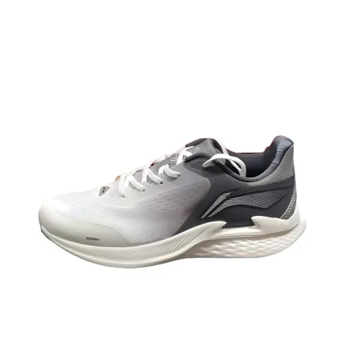LiNing Slip-resistant Low Top Casual Running Shoes Men's White Gray LiNing Противоскользящие Низкие Кеды Повседневные Беговые Кроссовки Мужские Белый Серый