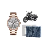 Розовый корпус с белым циферблатом, розовый стальной браслет, подарочная коробка, комплект