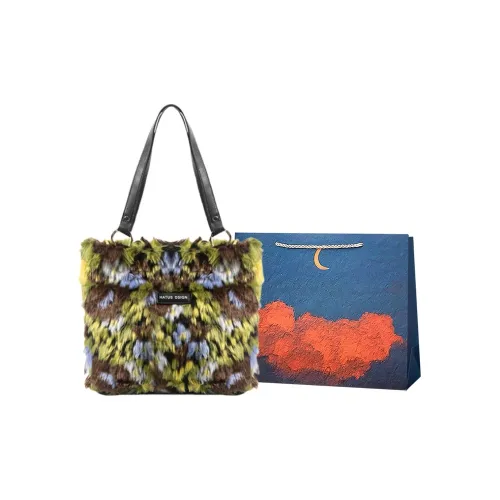 Elsvet Искусственный мех Тоут Сумка Сумка для покупок Сумка на плечо Стандартная Женская Масляная живопись